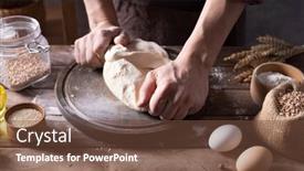  Presentation with dough - Colorful presentation theme enhanced with baker-man-kneading-or-making backdrop and a tawny brown colored foreground