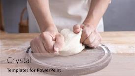  Presentation with baker kneading dough homemade bread - Audience pleasing presentation theme consisting of baker-man-kneading-or-making backdrop and a coral colored foreground