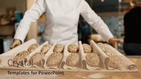  Presentation with pastries - Theme consisting of baker-preparing-sweet-buns-pastries background and a  colored foreground
