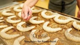  Presentation with sprinkles - Slides featuring baker-s-hand-sprinkles-croissants background and a yellow colored foreground