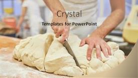  Presentation with dough - PPT layouts consisting of baker-s-hands-cut-dough background and a soft green colored foreground