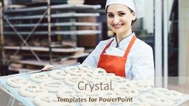  Presentation with ready - Audience pleasing theme consisting of baker-showing-sheet-with-bread backdrop and a sky blue colored foreground