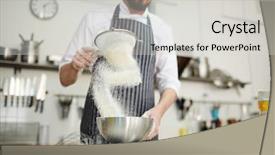  Presentation with baker kneading dough homemade bread - Colorful slide deck enhanced with baker sifting flour for dough backdrop and a  colored foreground