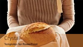  Presentation with baker kneading dough homemade bread - Slide set with baker-woman-holding-rustic-organic background and a  colored foreground