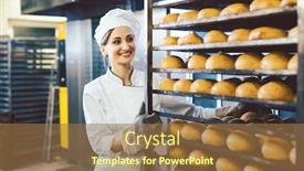  Presentation with bread - Slide set featuring baker-woman-rolling-trays background and a coral colored foreground