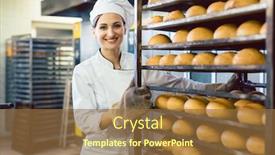  Presentation with bread - Beautiful theme featuring baker-woman-rolling-trays backdrop and a tawny brown colored foreground
