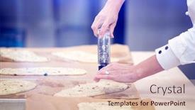  Presentation with french pastry - Theme enhanced with baker-working-in-bakery-making background and a lemonade colored foreground