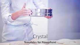  Presentation with french pastry - Amazing PPT layouts having baker-working-in-bakery-making backdrop and a lemonade colored foreground