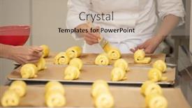  Presentation with french pastry - Presentation design featuring baker-working-in-bakery-making background and a mint green colored foreground