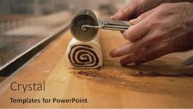  Presentation with pastries - Presentation having baker-working-with-handmade-pastries background and a gold colored foreground