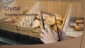  Presentation with coffee shop - Presentation design with bakery company - digital composite of hands photographing background and a coral colored foreground