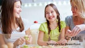  Presentation with cooking - Audience pleasing PPT theme consisting of bakery company - portrait of happy girls backdrop and a coral colored foreground