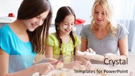  Presentation with displaying a happy mother cudd - Beautiful theme featuring bakery company - portrait of happy girls backdrop and a lemonade colored foreground