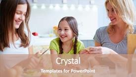  Presentation with director in the making - Presentation having bakery company - two girls and their mother background and a coral colored foreground