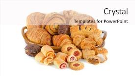  Presentation with bakery - Audience pleasing slides consisting of bread sweet - bakery foodstuffs set backdrop and a white colored foreground