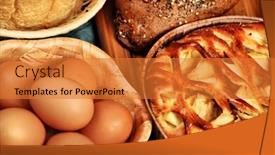  Presentation with bakery - Presentation theme having bakery-foodstuffs-shot background and a gold colored foreground