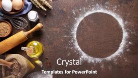  Presentation with round table - PPT layouts with bakery-ingredients-for-homemade-bread background and a tawny brown colored foreground