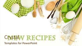  Presentation with baking tools - Audience pleasing PPT theme consisting of bakery menu - cooking concept basic baking ingredients backdrop and a cream colored foreground