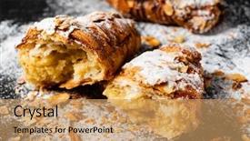  Presentation with almonds - Slide set with bakery menu - croissants with almonds background and a coral colored foreground