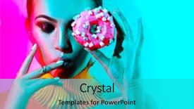  Presentation with studio lights - Slide set consisting of bakery menu - high fashion model woman posing background and a teal colored foreground