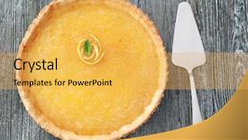  Presentation with bakery pie - PPT layouts having bakery menu - lemon pie on wooden table background and a yellow colored foreground