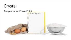  Presentation with recipe book - Colorful PPT theme enhanced with bakery menu - open recipe book on white backdrop and a white colored foreground