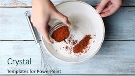  Presentation with dough - Theme consisting of bakery menu - preparing dough mixing ingredients background and a sky blue colored foreground