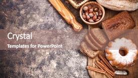  Presentation with bread life - Beautiful slide set featuring bakery product top view flour backdrop and a coral colored foreground