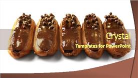  Presentation with delicious in memory - Beautiful slide set featuring bakery products - delicious eclairs isolated on white backdrop and a tawny brown colored foreground