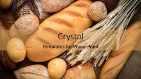  Presentation with bread - Colorful presentation theme enhanced with bakery products - fresh bread and wheat backdrop and a yellow colored foreground