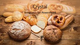  Presentation with bread - Amazing PPT theme having bakery products - fresh bread and wheat backdrop and a coral colored foreground