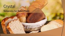  Presentation with natural products - Beautiful PPT layouts featuring bakery products - fresh bread in basket backdrop and a yellow colored foreground