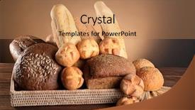  Presentation with bread - Presentation theme enhanced with bakery products - lot of different bread background and a coral colored foreground