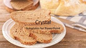  Presentation with pita bread on plate - Slides enhanced with bakery products - plate of sliced bread background and a  colored foreground