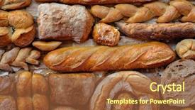  Presentation with fresh bread subway food - Theme featuring bakery products - variety of fresh yummy bread background and a tawny brown colored foreground