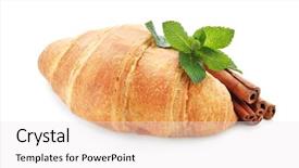  Presentation with croissant - Slide deck featuring bakery products - yummy fresh croissant with cinnamon background and a  colored foreground