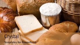  Presentation with bakery - Presentation theme with bakery products and basket on sacking background and a gold colored foreground