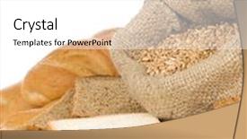  Presentation with bakery - Presentation theme enhanced with bakery products and grain isolated on white background background and a white colored foreground