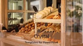  Presentation with kiosk - Slide set consisting of bakery products in street kiosk background and a coral colored foreground