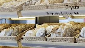  Presentation with blueberry bread - Presentation design consisting of bakery shop - bread close up background and a  colored foreground