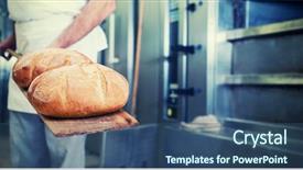  Presentation with baker kneading dough homemade bread - Slide set consisting of baker in bakery with bread background and a ocean colored foreground