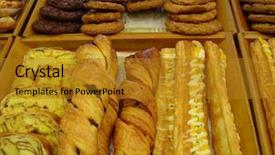  Presentation with bakery - PPT theme featuring bakery background and a gold colored foreground