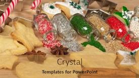  Presentation with christmas baking - PPT layouts featuring baking and decorating christmas cookies background and a gold colored foreground