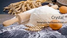  Presentation with eggshell - Audience pleasing PPT theme consisting of baking background with eggshell flour backdrop and a coral colored foreground