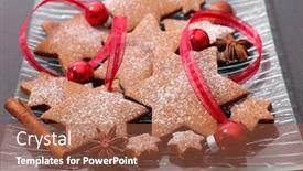  Presentation with cookie - Cool new PPT theme with baking-chrismtas-cookie backdrop and a red colored foreground