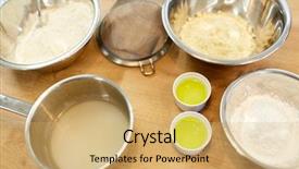  Presentation with baking concept on dark - Colorful theme enhanced with baking concept - bowls with flour backdrop and a  colored foreground