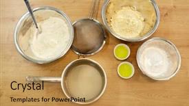  Presentation with baking - Presentation theme enhanced with baking concept - bowls with flour background and a  colored foreground