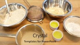  Presentation with baking - PPT theme featuring baking concept - bowls with flour background and a  colored foreground