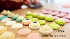 Presentation with pastry chef - Theme consisting of baking concept - chef decorating macarons background and a lemonade colored foreground