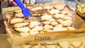  Presentation with christmas baking - Amazing PPT theme having baking cookies for christmas young woman decorating cookies backdrop and a yellow colored foreground